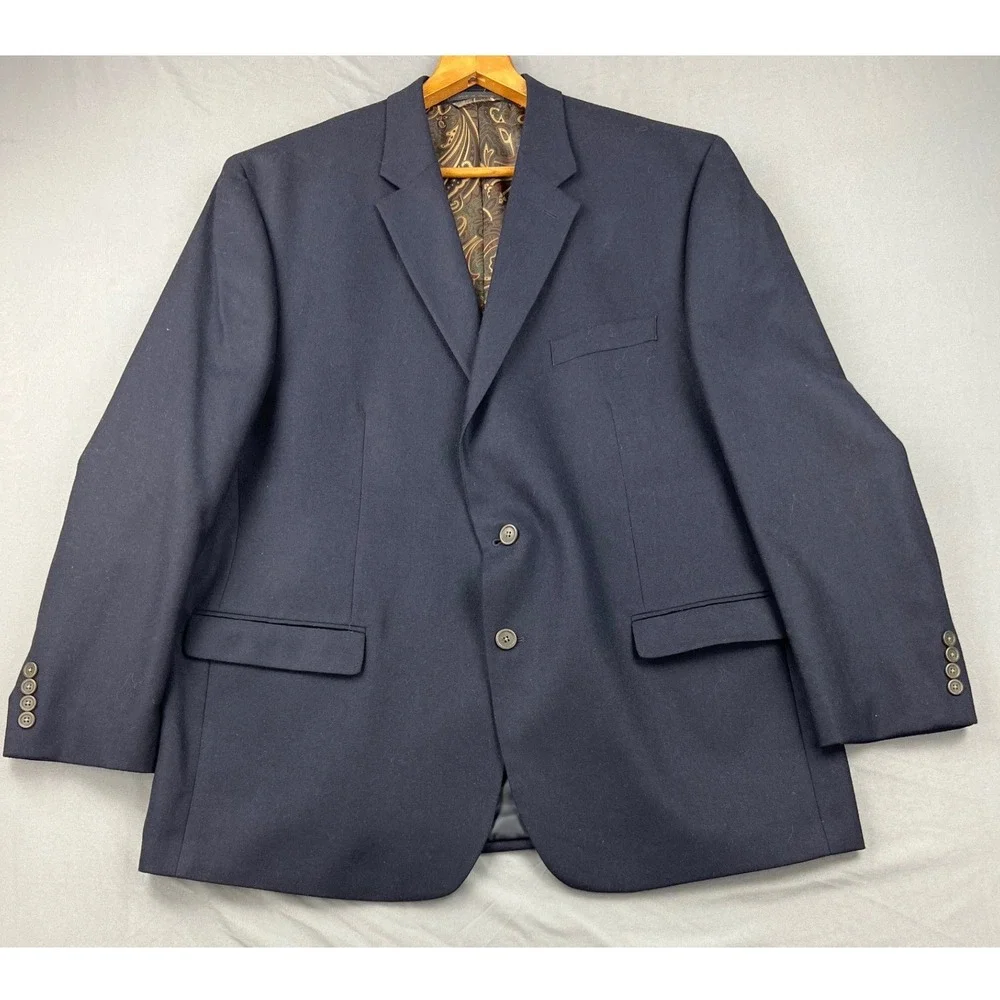 Lauren Ralph Lauren Blazer Mens 48 Navy Blue Good Paisley Lining Sport Coat